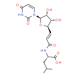 ChemSpider 2D Image | N-{(2E)-3-[(2R,3S,4R,5R)-5-(2,4-Dioxo-3,4-dihydro-1(2H)-pyrimidinyl)-3,4-dihydroxytetrahydro-2-furanyl]-2-propenoyl}-L-leucine | C17H23N3O8