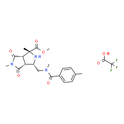 ChemSpider 2D Image | Methyl (1R,3S,3aR,6aS)-1,5-dimethyl-3-{[methyl(4-methylbenzoyl)amino]methyl}-4,6-dioxooctahydropyrrolo[3,4-c]pyrrole-1-carboxylate trifluoroacetate (1:1) | C22H26F3N3O7