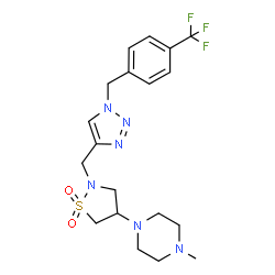 ChemSpider 2D Image | 1-[1,1-Dioxido-2-({1-[4-(trifluoromethyl)benzyl]-1H-1,2,3-triazol-4-yl}methyl)-1,2-thiazolidin-4-yl]-4-methylpiperazine | C19H25F3N6O2S