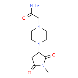 ChemSpider 2D Image | 2-[4-(1-Methyl-2,5-dioxo-3-pyrrolidinyl)-1-piperazinyl]acetamide | C11H18N4O3