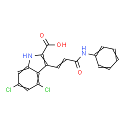 ChemSpider 2D Image | 3-(3-Anilino-3-oxo-1-propen-1-yl)-4,6-dichloro-1H-indole-2-carboxylic acid | C18H12Cl2N2O3
