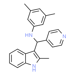 ChemSpider 2D Image | 3,5-Dimethyl-N-[(2-methyl-1H-indol-3-yl)(4-pyridinyl)methyl]aniline | C23H23N3