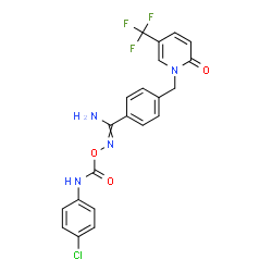 ChemSpider 2D Image | N'-{[(4-Chlorophenyl)carbamoyl]oxy}-4-{[2-oxo-5-(trifluoromethyl)-1(2H)-pyridinyl]methyl}benzenecarboximidamide | C21H16ClF3N4O3