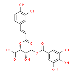 ChemSpider 2D Image | (2R,3S)-2-{[(2E)-3-(3,4-Dihydroxyphenyl)-2-propenoyl]oxy}-3-hydroxy-4-[(3,4,5-trihydroxybenzoyl)oxy]butanoic acid | C20H18O12