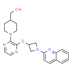 ChemSpider 2D Image | [1-(3-{[1-(2-Quinolinyl)-3-azetidinyl]oxy}-2-pyrazinyl)-4-piperidinyl]methanol | C22H25N5O2
