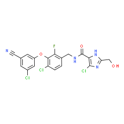 ChemSpider 2D Image | 4-Chloro-N-[4-chloro-3-(3-chloro-5-cyanophenoxy)-2-fluorobenzyl]-2-(hydroxymethyl)-1H-imidazole-5-carboxamide | C19H12Cl3FN4O3