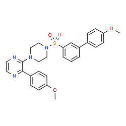 ChemSpider 2D Image | 2-{4-[(4'-Methoxy-3-biphenylyl)sulfonyl]-1-piperazinyl}-3-(4-methoxyphenyl)pyrazine | C28H28N4O4S