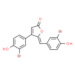 ChemSpider 2D Image | (5Z)-5-(3-Bromo-4-hydroxybenzylidene)-4-(3-bromo-4-hydroxyphenyl)-2(5H)-furanone | C17H10Br2O4