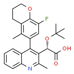 ChemSpider 2D Image | (2s)-Tert-Butoxy[4-(8-Fluoro-5-Methyl-3,4-Dihydro-2h-Chromen-6-Yl)-2-Methylquinolin-3-Yl]ethanoic Acid | C26H28FNO4