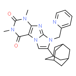 ChemSpider 2D Image | 7-(Adamantan-1-yl)-1,3-dimethyl-8-(2-pyridinylmethyl)-1H-imidazo[2,1-f]purine-2,4(3H,8H)-dione | C25H28N6O2