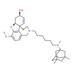 ChemSpider 2D Image | (4aS,6R,8aS)-11-{6-[(3,5-Dimethyladamantan-1-yl)(methyl)amino]hexyl}-3-methoxy-5,6,9,10,11,12-hexahydro-4aH-[1]benzofuro[3a,3,2-ef][2]benzazepin-6-ol | C35H52N2O3