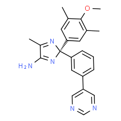 ChemSpider 2D Image | (2s)-2-(4-Methoxy-3,5-Dimethylphenyl)-5-Methyl-2-(3-Pyrimidin-5-Ylphenyl)-2h-Imidazol-4-Amine | C23H23N5O