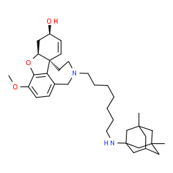 ChemSpider 2D Image | (4aS,6R,8aS)-11-{7-[(3,5-Dimethyladamantan-1-yl)amino]heptyl}-3-methoxy-5,6,9,10,11,12-hexahydro-4aH-[1]benzofuro[3a,3,2-ef][2]benzazepin-6-ol | C35H52N2O3