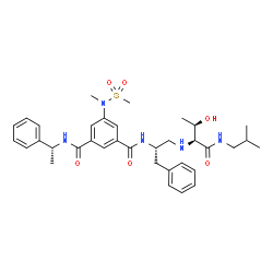 ChemSpider 2D Image | N-[(2S)-1-{[(2S,3R)-3-Hydroxy-1-(isobutylamino)-1-oxo-2-butanyl]amino}-3-phenyl-2-propanyl]-5-[methyl(methylsulfonyl)amino]-N'-[(1R)-1-phenylethyl]isophthalamide | C35H47N5O6S