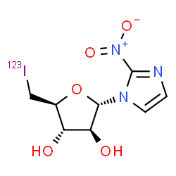 ChemSpider 2D Image | 1-[5-Deoxy-5-(~123~I)iodo-alpha-D-arabinofuranosyl]-2-nitro-1H-imidazole | C8H10123IN3O5