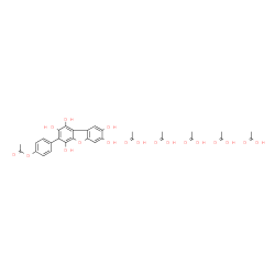 ChemSpider 2D Image | 4-(1,2,4,7,8-Pentahydroxydibenzo[b,d]furan-3-yl)phenyl acetate - acetic acid (1:5) | C30H34O18