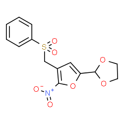 ChemSpider 2D Image | 2-{5-Nitro-4-[(phenylsulfonyl)methyl]-2-furyl}-1,3-dioxolane | C14H13NO7S
