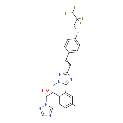 ChemSpider 2D Image | 2-(2,4-Difluorophenyl)-1-(3-{2-[4-(2,2,3,3-tetrafluoropropoxy)phenyl]vinyl}-1H-1,2,4-triazol-1-yl)-3-(1H-1,2,4-triazol-1-yl)-2-propanol | C24H20F6N6O2