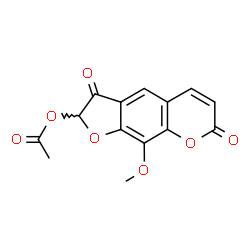 ChemSpider 2D Image | 9-Methoxy-3,7-dioxo-2,3-dihydro-7H-furo[3,2-g]chromen-2-yl acetate | C14H10O7