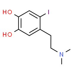 ChemSpider 2D Image | 4-[2-(Dimethylamino)ethyl]-5-iodo-1,2-benzenediol | C10H14INO2