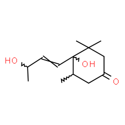 ChemSpider 2D Image | 4-Hydroxy-4-(3-hydroxy-1-buten-1-yl)-3,3,5-trimethylcyclohexanone | C13H22O3