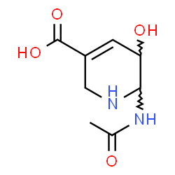 ChemSpider 2D Image | 6-Acetamido-5-hydroxy-1,2,5,6-tetrahydro-3-pyridinecarboxylic acid | C8H12N2O4