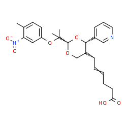 ChemSpider 2D Image | 6-{2-[2-(4-Methyl-3-nitrophenoxy)-2-propanyl]-4-(3-pyridinyl)-1,3-dioxan-5-yl}-4-hexenoic acid | C25H30N2O7