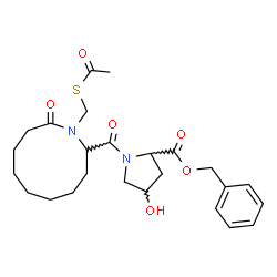 ChemSpider 2D Image | Benzyl 1-({1-[(acetylsulfanyl)methyl]-10-oxo-2-azecanyl}carbonyl)-4-hydroxyprolinate | C25H34N2O6S