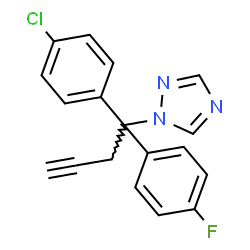 ChemSpider 2D Image | 1-[1-(4-Chlorophenyl)-1-(4-fluorophenyl)-3-butyn-1-yl]-1H-1,2,4-triazole | C18H13ClFN3