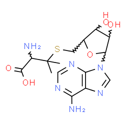 ChemSpider 2D Image | 2-Amino-3-({[5-(6-amino-9H-purin-9-yl)-3,4-dihydroxytetrahydro-2-furanyl]methyl}sulfanyl)-3-methylbutanoic acid | C15H22N6O5S