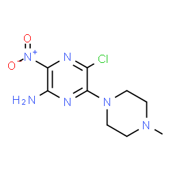 ChemSpider 2D Image | 5-chloro-6-(4-methylpiperazin-1-yl)-3-nitro-pyrazin-2-amine | C9H13ClN6O2