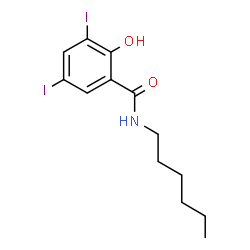 ChemSpider 2D Image | N-Hexyl-2-hydroxy-3,5-diiodobenzamide | C13H17I2NO2