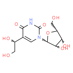 ChemSpider 2D Image | 5-(1,2-Dihydroxyethyl)-1-pentofuranosyl-2,4(1H,3H)-pyrimidinedione | C11H16N2O8