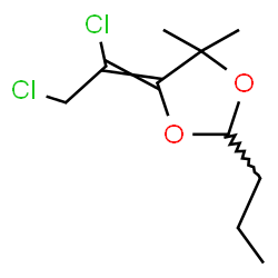 ChemSpider 2D Image | 5-(1,2-Dichloroethylidene)-4,4-dimethyl-2-propyl-1,3-dioxolane | C10H16Cl2O2