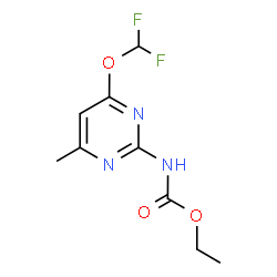 ChemSpider 2D Image | Ethyl [4-(difluoromethoxy)-6-methyl-2-pyrimidinyl]carbamate | C9H11F2N3O3