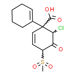 ChemSpider 2D Image | 6-Chloro-4-(methylsulfonyl)-5-oxo-1,1'-bi(cyclohexane)-1',2-diene-1-carboxylic acid | C14H17ClO5S