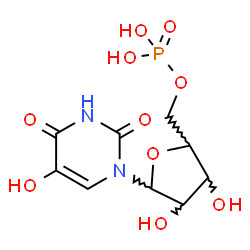 ChemSpider 2D Image | 5-Hydroxy-1-(5-O-phosphonopentofuranosyl)-2,4(1H,3H)-pyrimidinedione | C9H13N2O10P