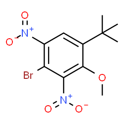 ChemSpider 2D Image | 2-Bromo-4-methoxy-5-(2-methyl-2-propanyl)-1,3-dinitrobenzene | C11H13BrN2O5