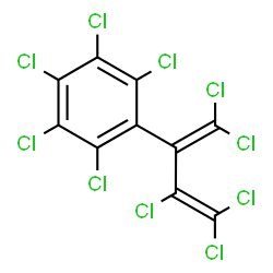 ChemSpider 2D Image | 1,2,3,4,5-Pentachloro-6-(1,1,3,4,4-pentachloro-1,3-butadien-2-yl)benzene | C10Cl10
