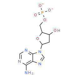 ChemSpider 2D Image | 9-(2-Deoxy-5-O-phosphonatopentofuranosyl)-9H-purin-6-amine | C10H12N5O6P