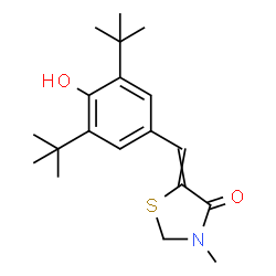 ChemSpider 2D Image | 5-[4-Hydroxy-3,5-bis(2-methyl-2-propanyl)benzylidene]-3-methyl-1,3-thiazolidin-4-one | C19H27NO2S