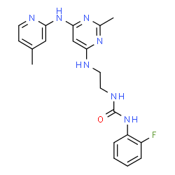 ChemSpider 2D Image | 1-(2-Fluorophenyl)-3-[2-({2-methyl-6-[(4-methyl-2-pyridinyl)amino]-4-pyrimidinyl}amino)ethyl]urea | C20H22FN7O