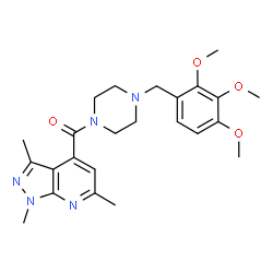 ChemSpider 2D Image | [4-(2,3,4-Trimethoxybenzyl)-1-piperazinyl](1,3,6-trimethyl-1H-pyrazolo[3,4-b]pyridin-4-yl)methanone | C24H31N5O4