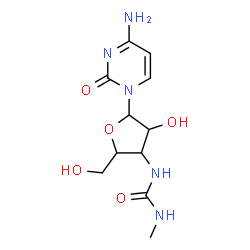 ChemSpider 2D Image | 4-Amino-1-{3-deoxy-3-[(methylcarbamoyl)amino]pentofuranosyl}-2(1H)-pyrimidinone | C11H17N5O5