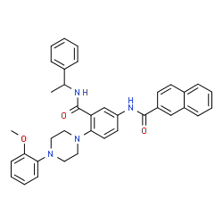 ChemSpider 2D Image | N-{4-[4-(2-Methoxyphenyl)-1-piperazinyl]-3-[(1-phenylethyl)carbamoyl]phenyl}-2-naphthamide | C37H36N4O3