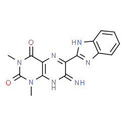 ChemSpider 2D Image | 7-Amino-6-(1H-benzimidazol-2-yl)-1,3-dimethyl-2,4(1H,3H)-pteridinedione | C15H13N7O2