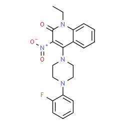 ChemSpider 2D Image | 1-Ethyl-4-[4-(2-fluorophenyl)-1-piperazinyl]-3-nitro-2(1H)-quinolinone | C21H21FN4O3