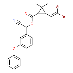 ChemSpider 2D Image | Cyano(3-phenoxyphenyl)methyl 3-(2,2-dibromovinyl)-2,2-dimethylcyclopropanecarboxylate | C22H19Br2NO3