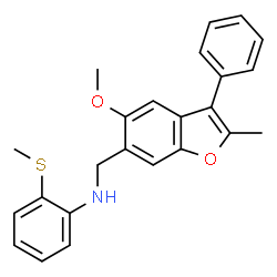 ChemSpider 2D Image | N-[(5-Methoxy-2-methyl-3-phenyl-1-benzofuran-6-yl)methyl]-2-(methylsulfanyl)aniline | C24H23NO2S
