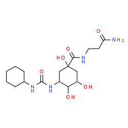 ChemSpider 2D Image | N-(3-Amino-3-oxopropyl)-3-[(cyclohexylcarbamoyl)amino]-1,4,5-trihydroxycyclohexanecarboxamide | C17H30N4O6